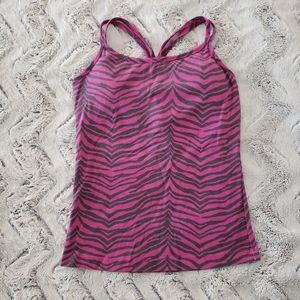 Pink & gray tiger stripe athletic workout tank